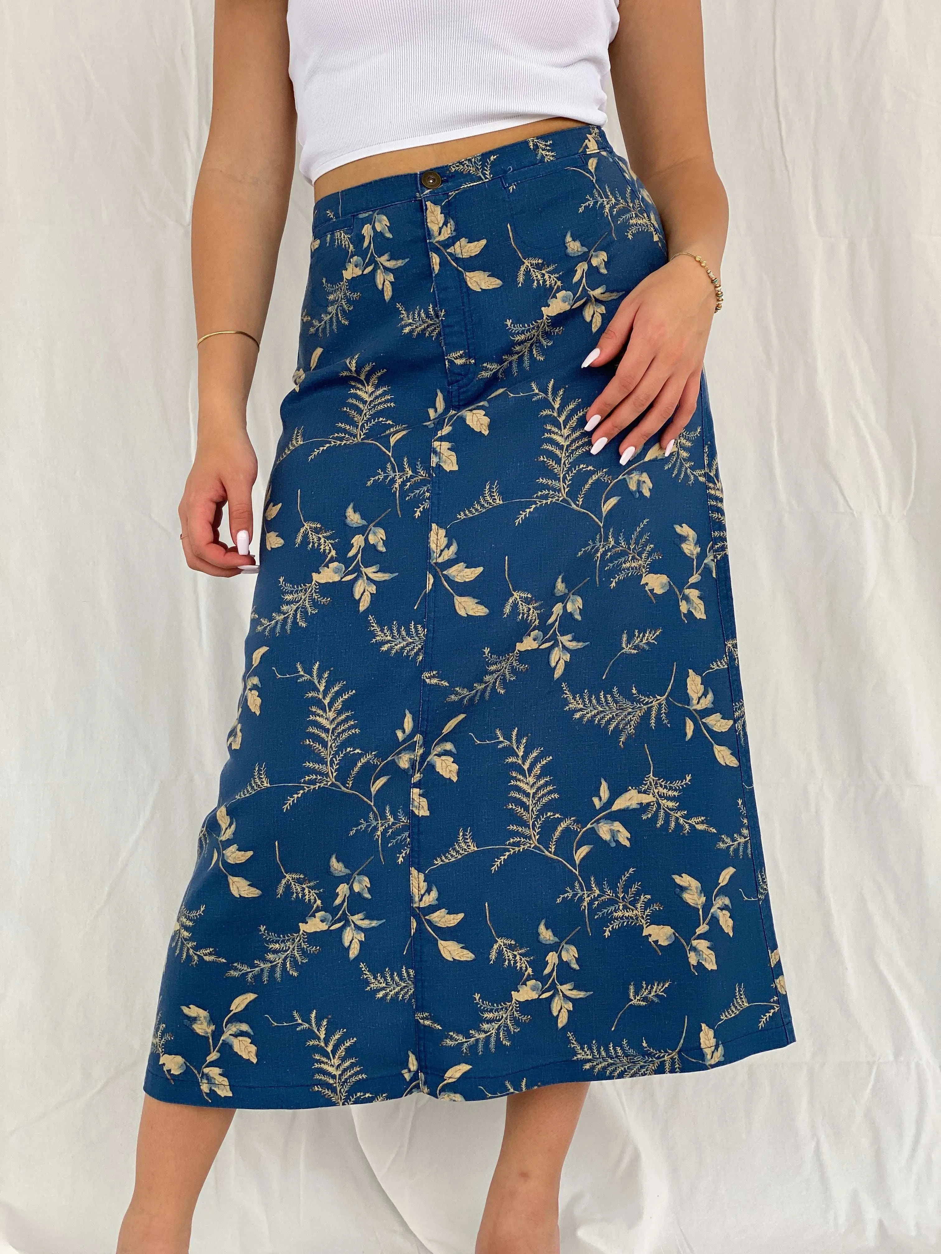 00s Y2K Liz Claiborne Lizwear Midi Linen Skirt - Size S