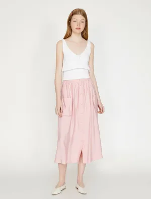 11844 Rose Button Detailed Midi Skirt