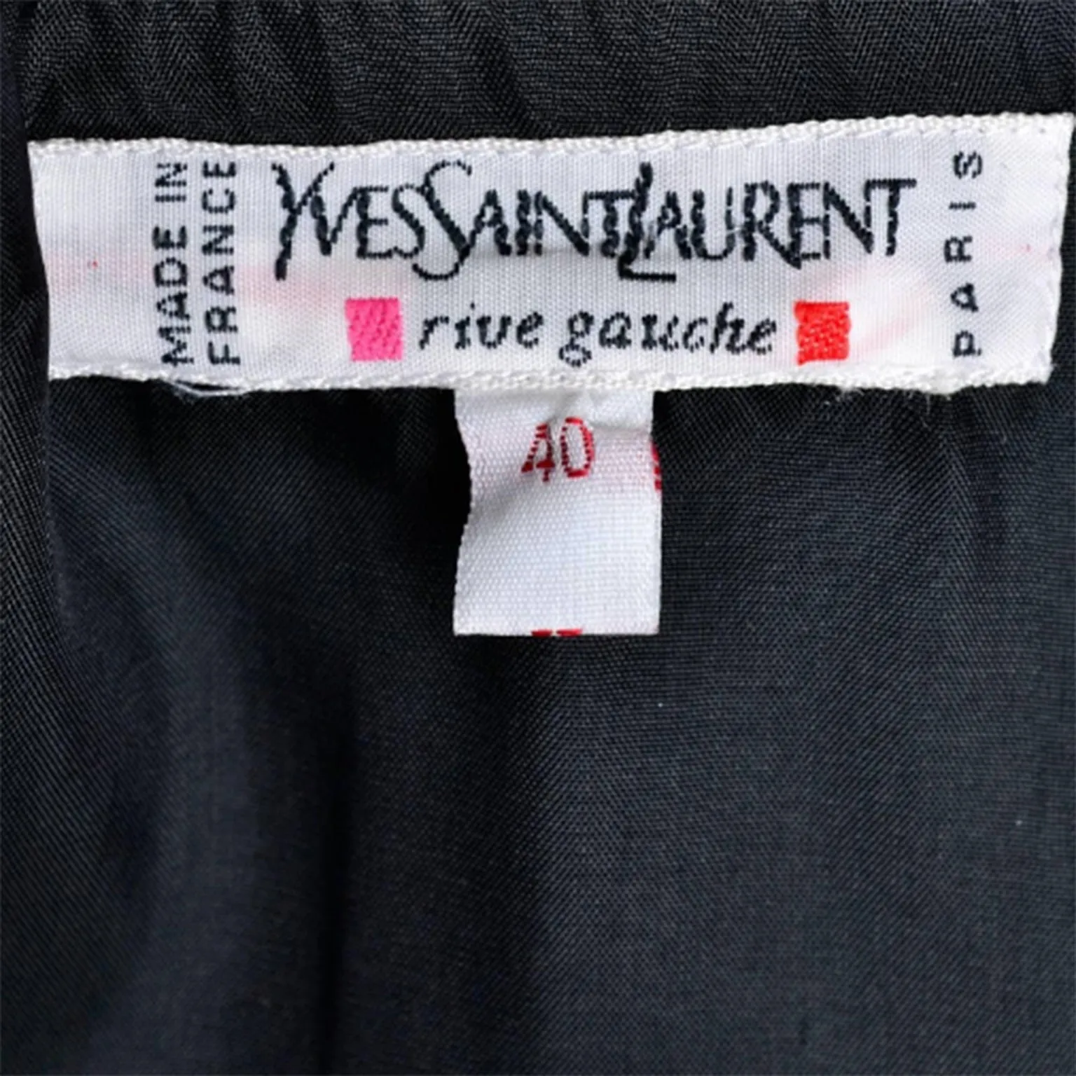 1990s Yves Saint Laurent Black Button Front Dress With Embroidery Trim