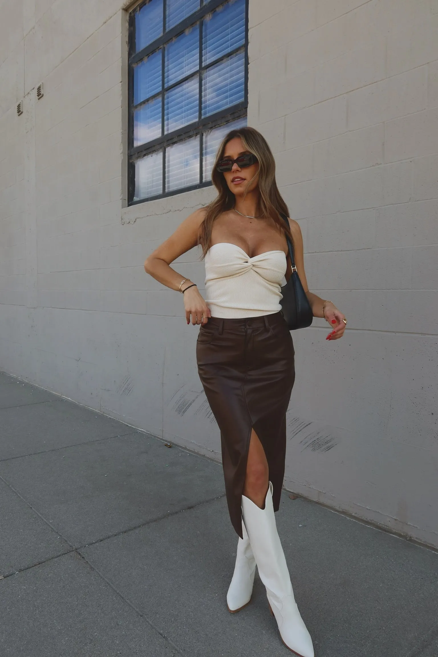 Adalyn Faux Leather Midi Skirt