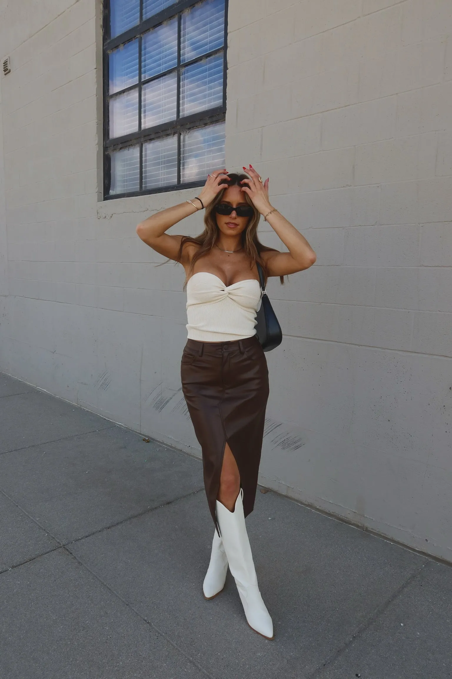 Adalyn Faux Leather Midi Skirt
