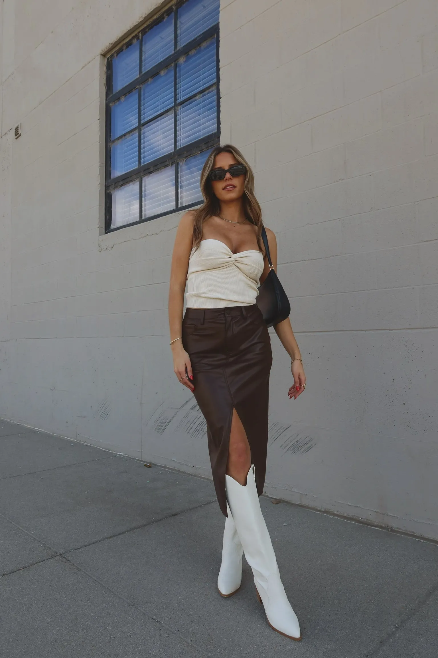 Adalyn Faux Leather Midi Skirt