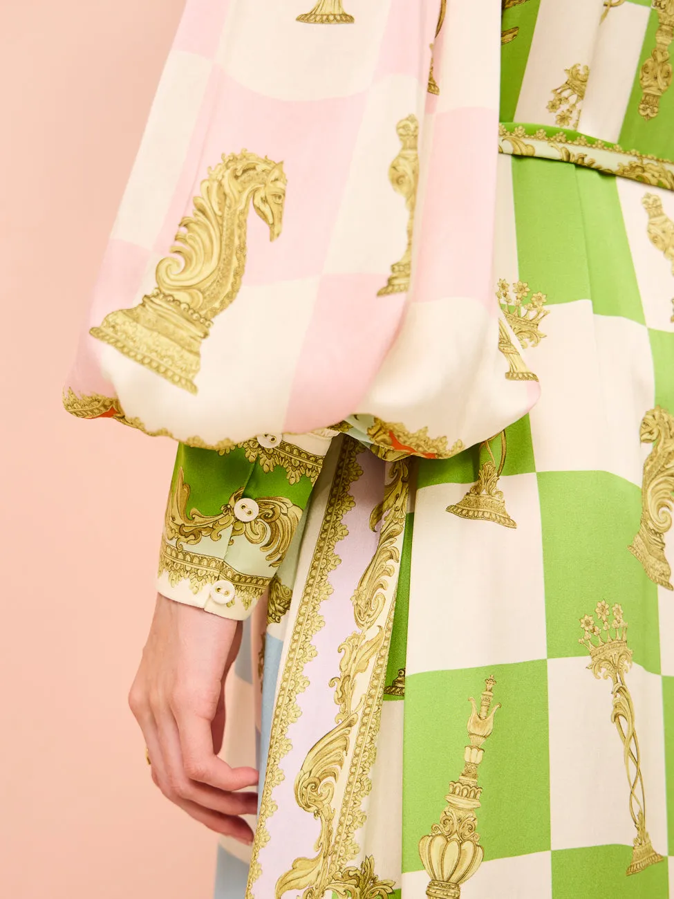 Alemais Checkmate Silk Shirtdress in Multi