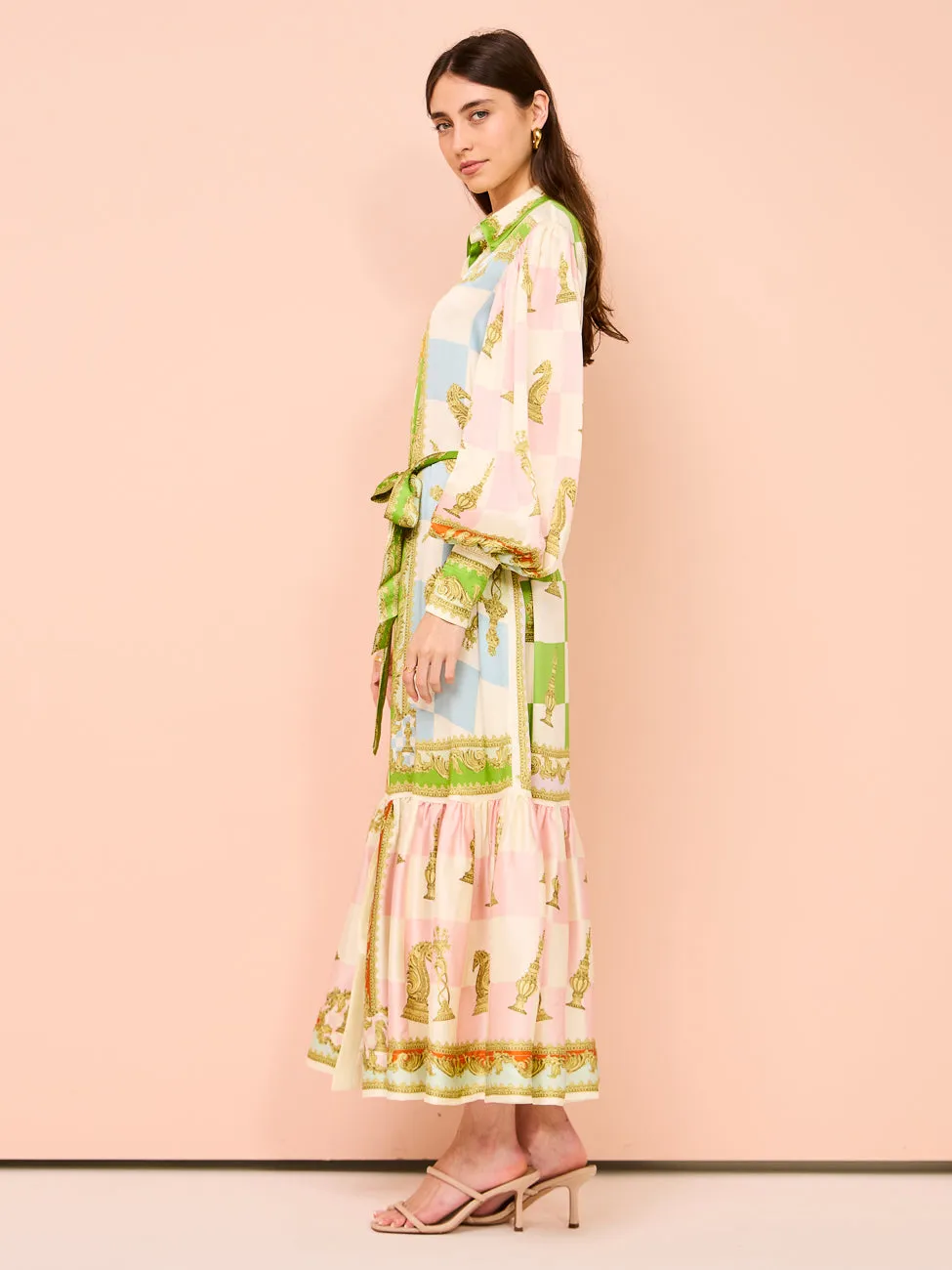 Alemais Checkmate Silk Shirtdress in Multi
