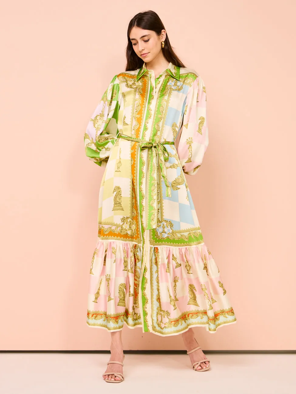 Alemais Checkmate Silk Shirtdress in Multi