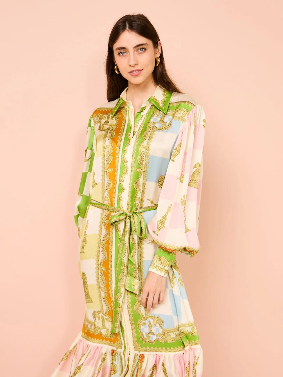 Alemais Checkmate Silk Shirtdress in Multi