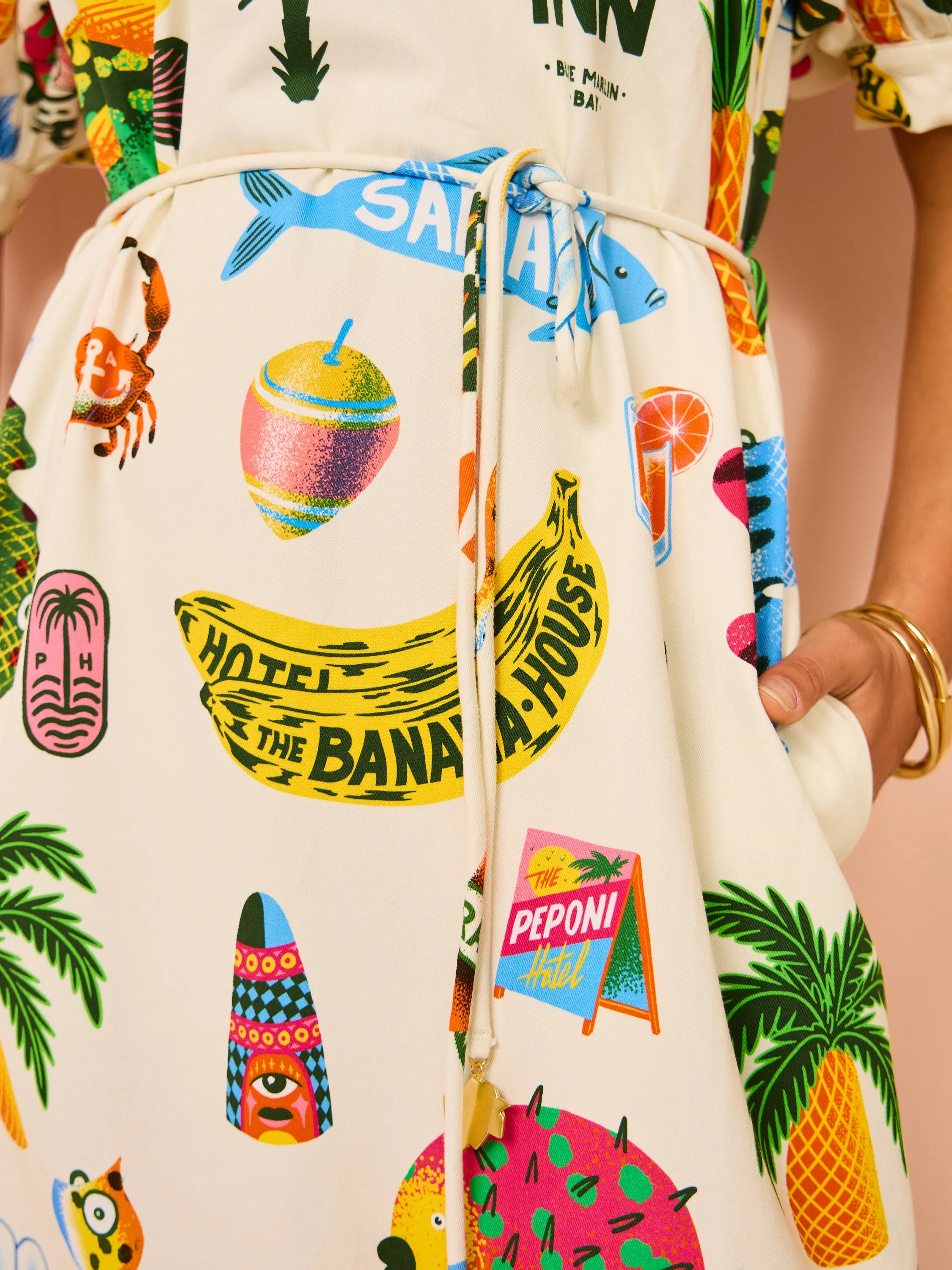 Alemais Samaki Puff Sleeve Midi Dress in Multi