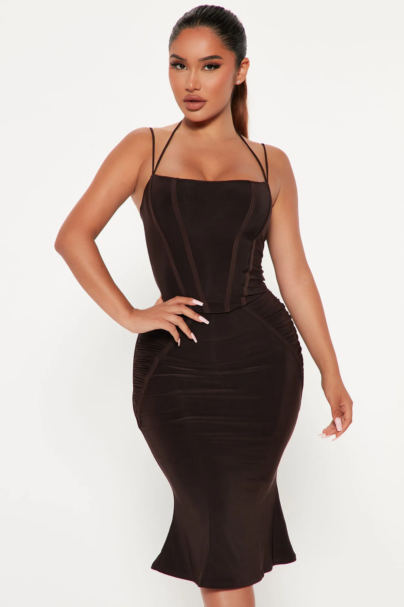 All Dressed Up Maxi Skirt Set - Chocolate