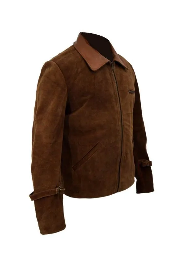 Allied Brad Pitt Brown Suede Leather Jacket