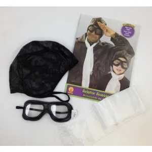 Aviator Costume Accessories Kit with Scarf, Helmet and Goggles