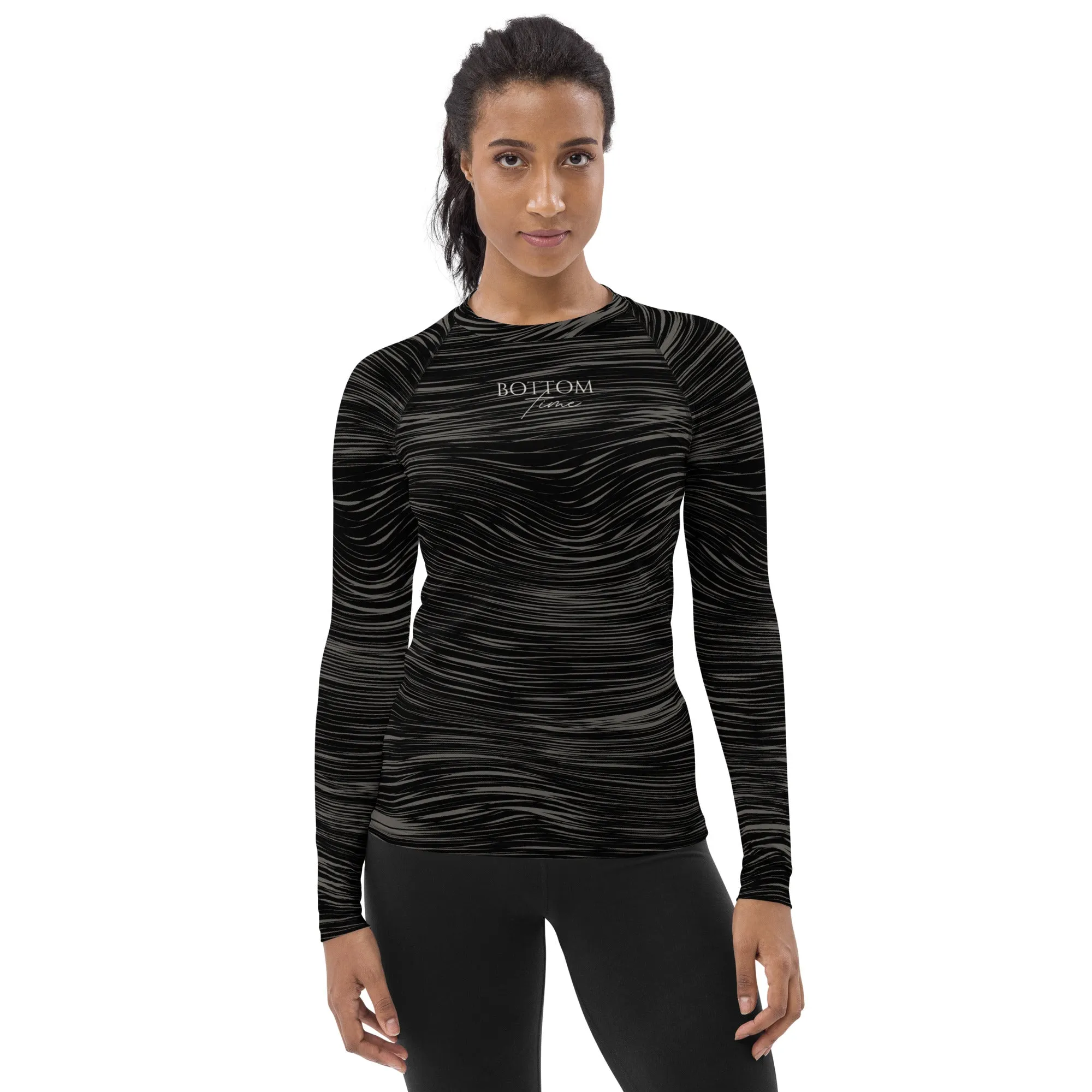 Bottom Time Eco-Friendly Women's Rash Guard, Black