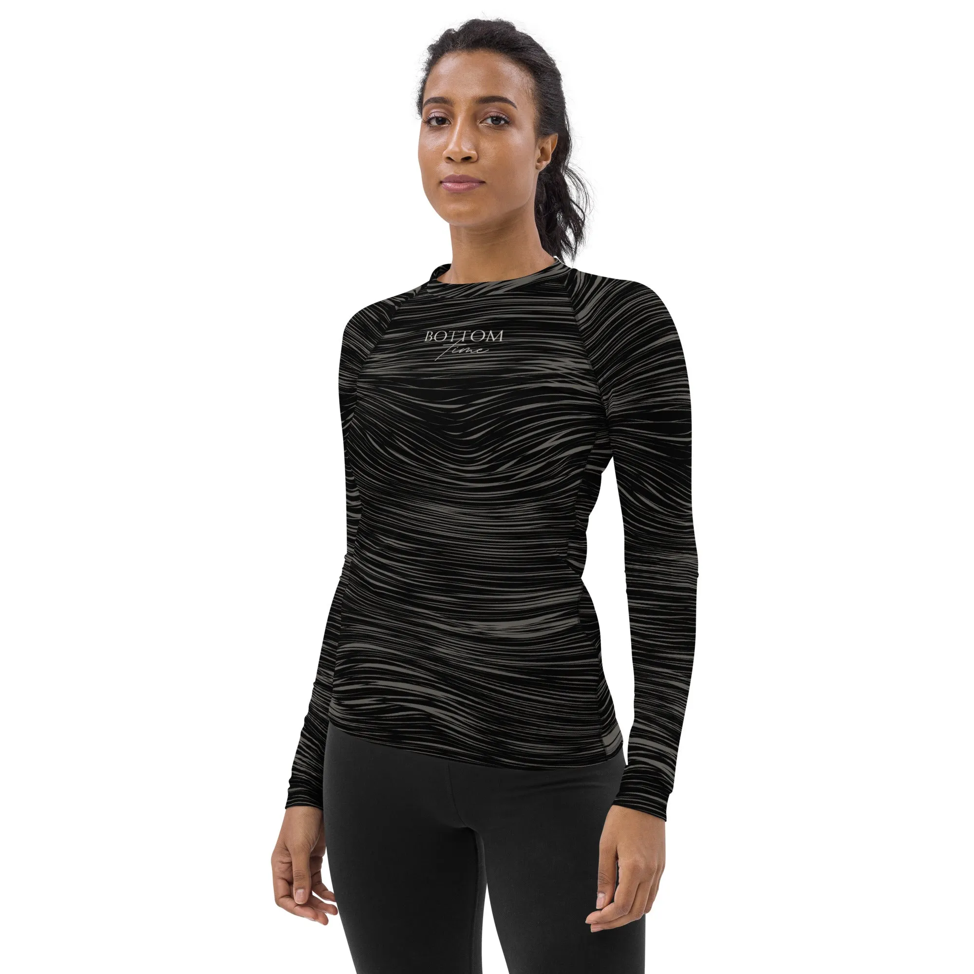 Bottom Time Eco-Friendly Women's Rash Guard, Black