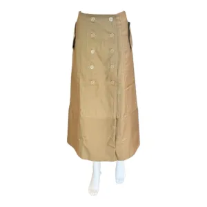 Brown Yoked Midi Skirt