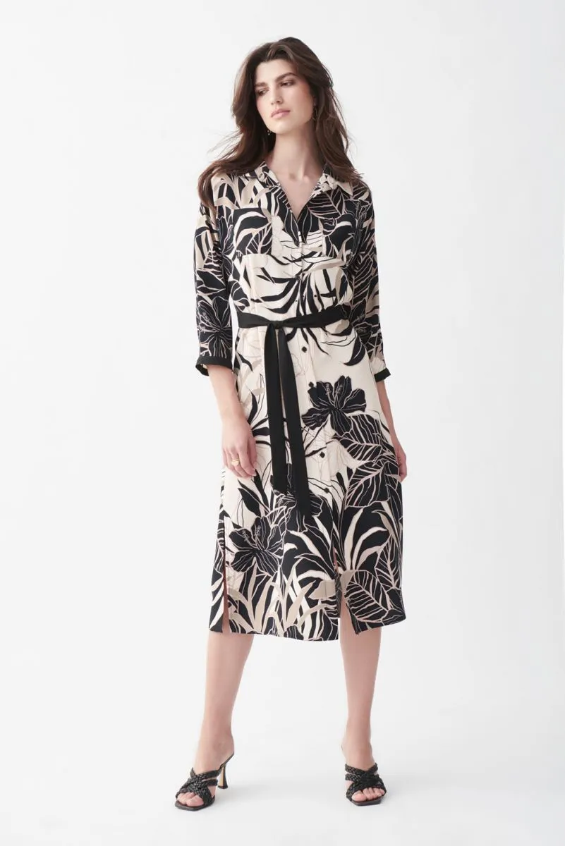 Button Up Tropical Print Dress