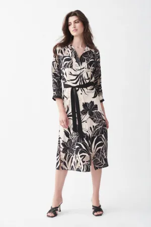 Button Up Tropical Print Dress