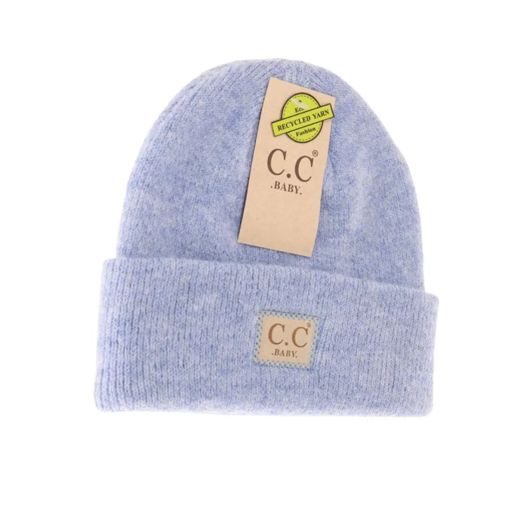 C.C. BABY Soft Ribbed Leather Patch Beanie