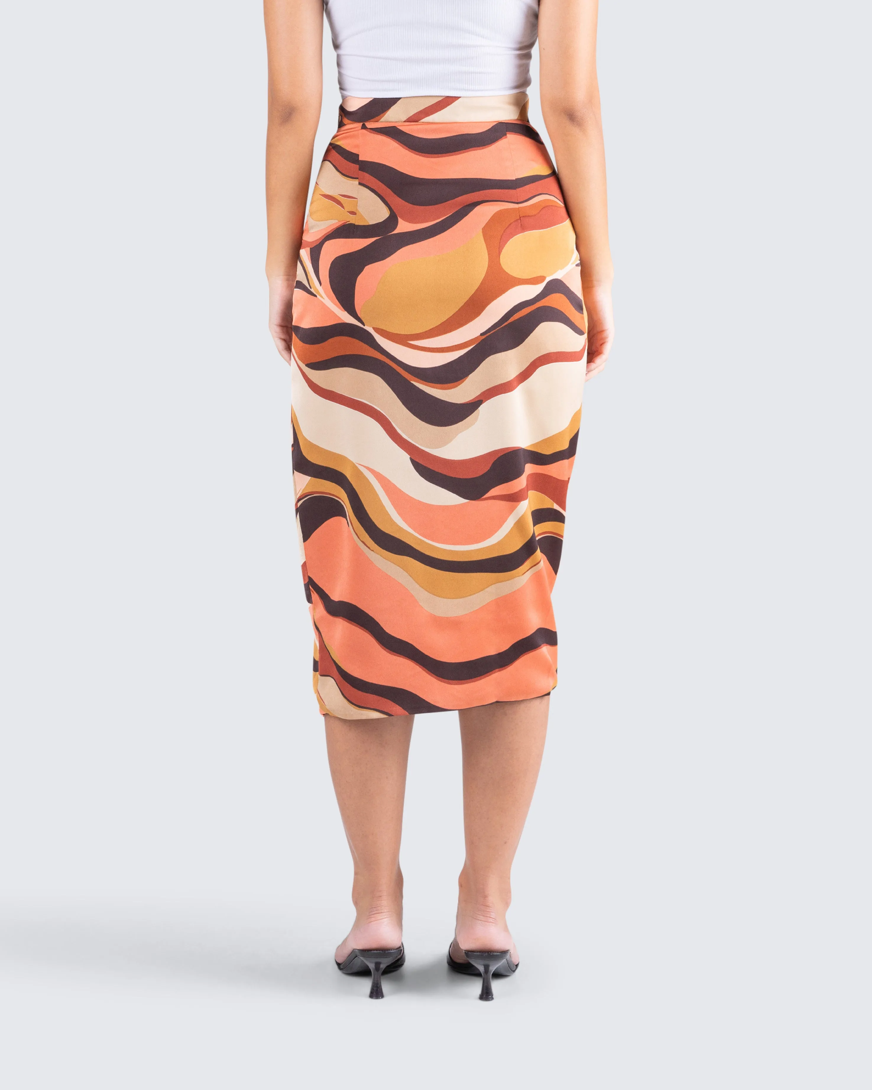 Coen Abstract Print Midi Skirt