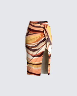 Coen Abstract Print Midi Skirt