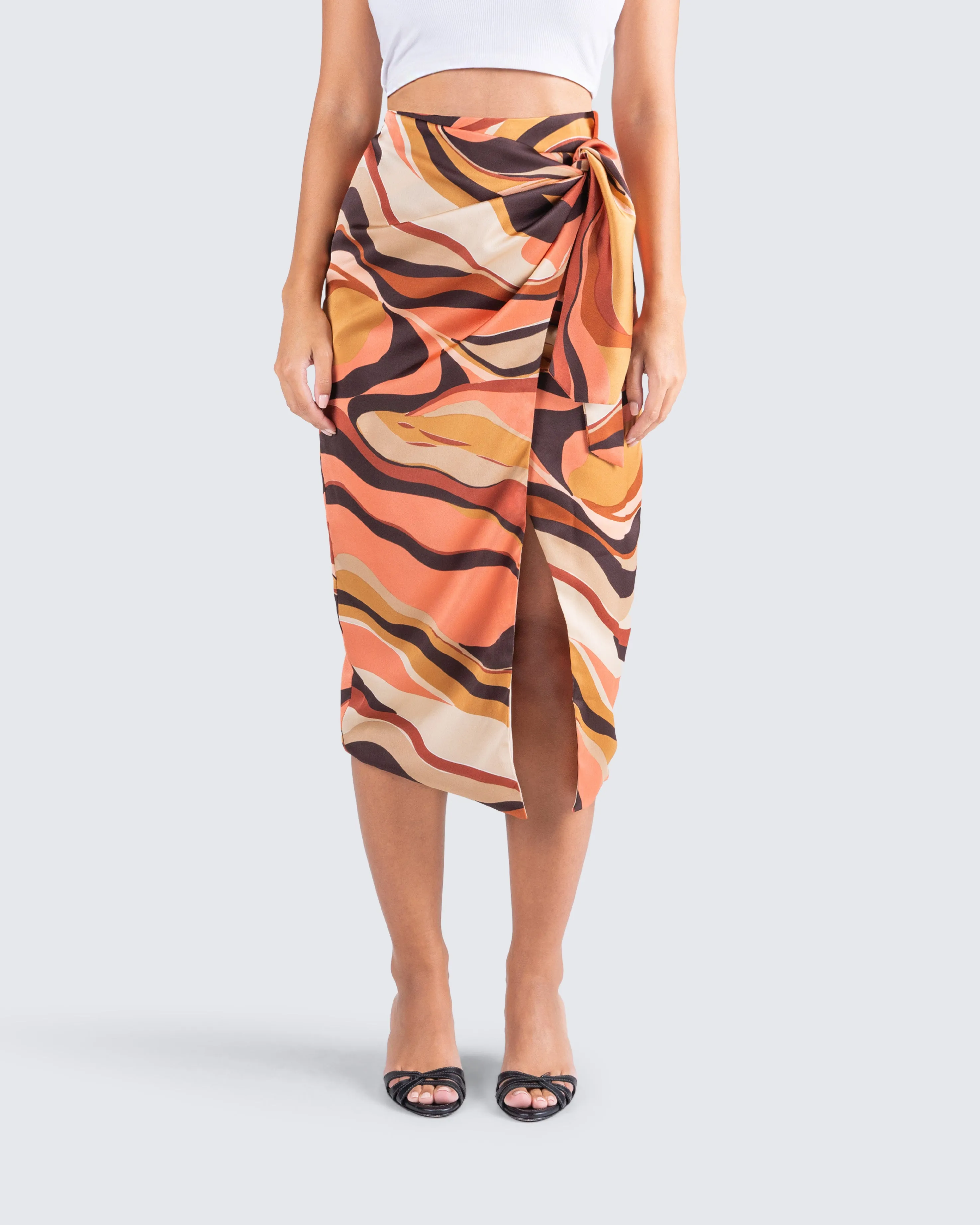 Coen Abstract Print Midi Skirt