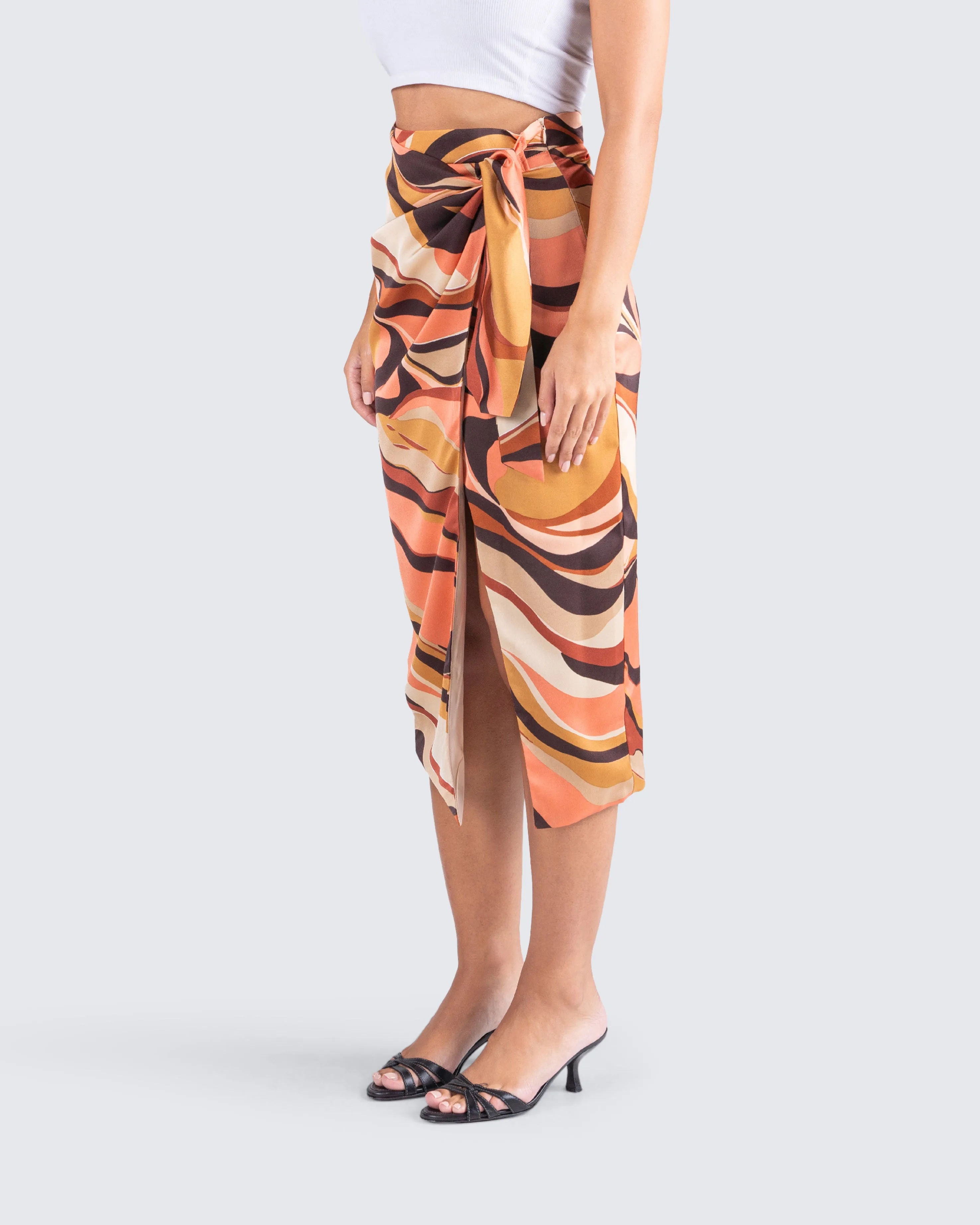 Coen Abstract Print Midi Skirt
