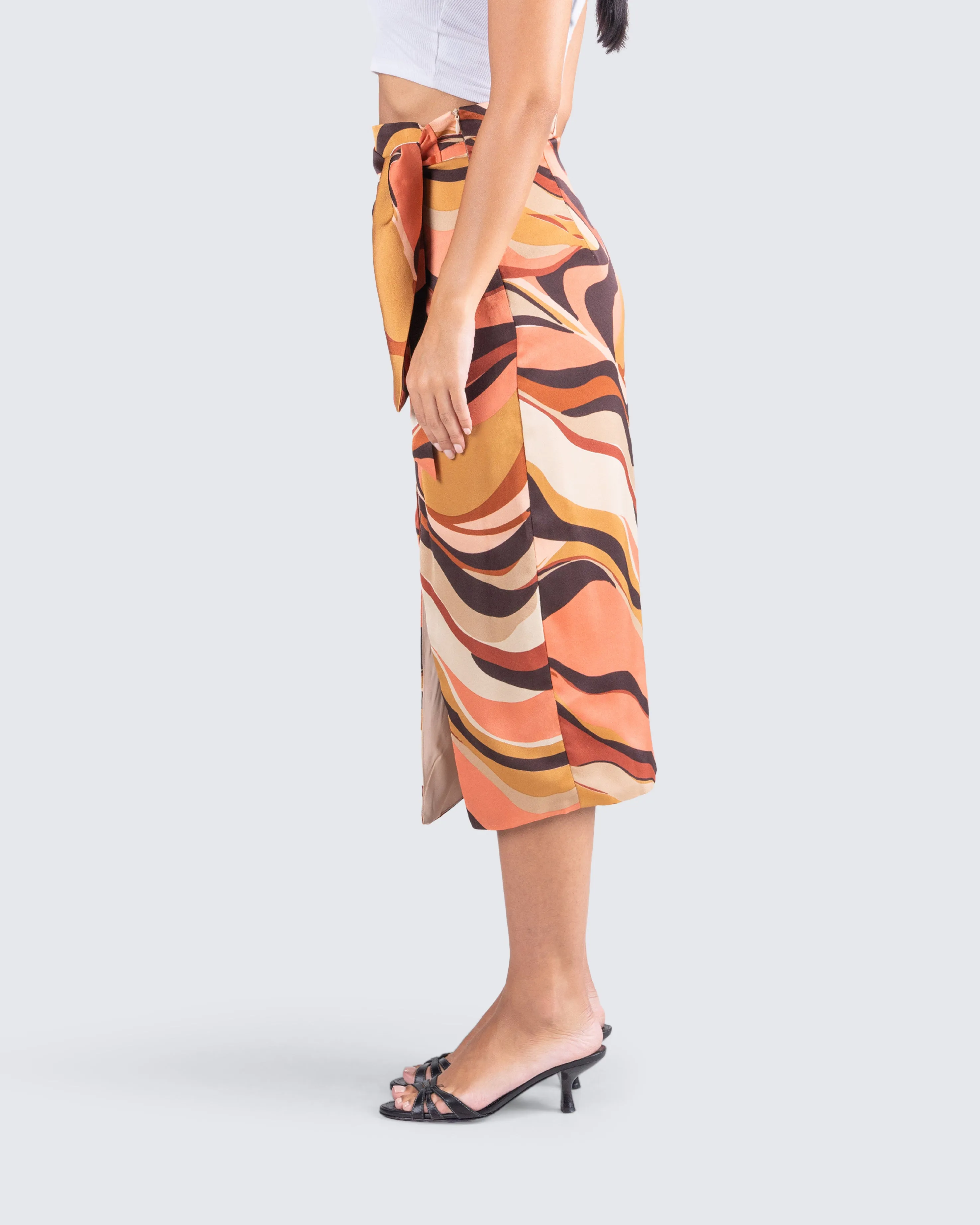 Coen Abstract Print Midi Skirt