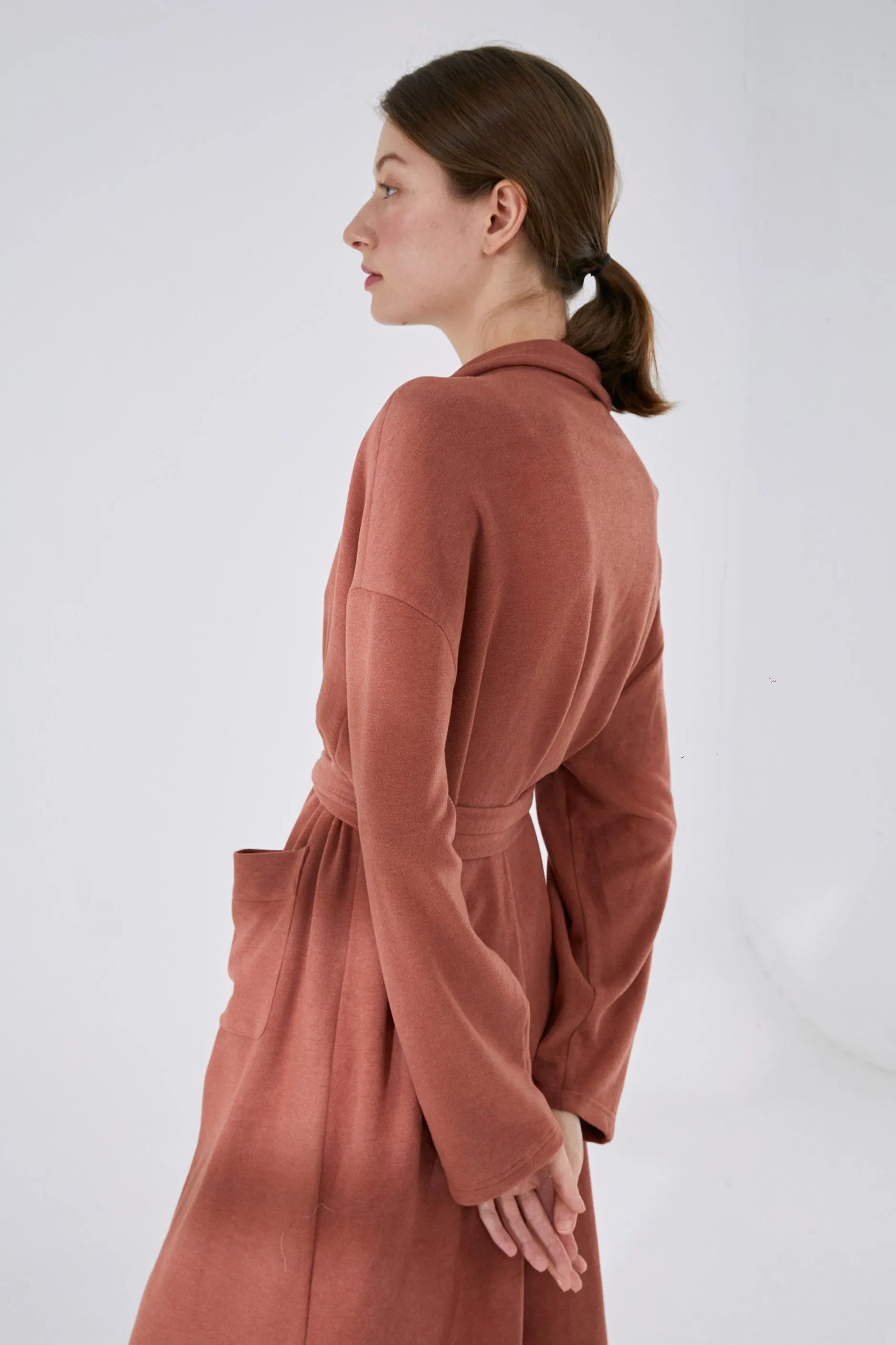 Cozy Comfy Mid-Length Warm Robe - Clay Red