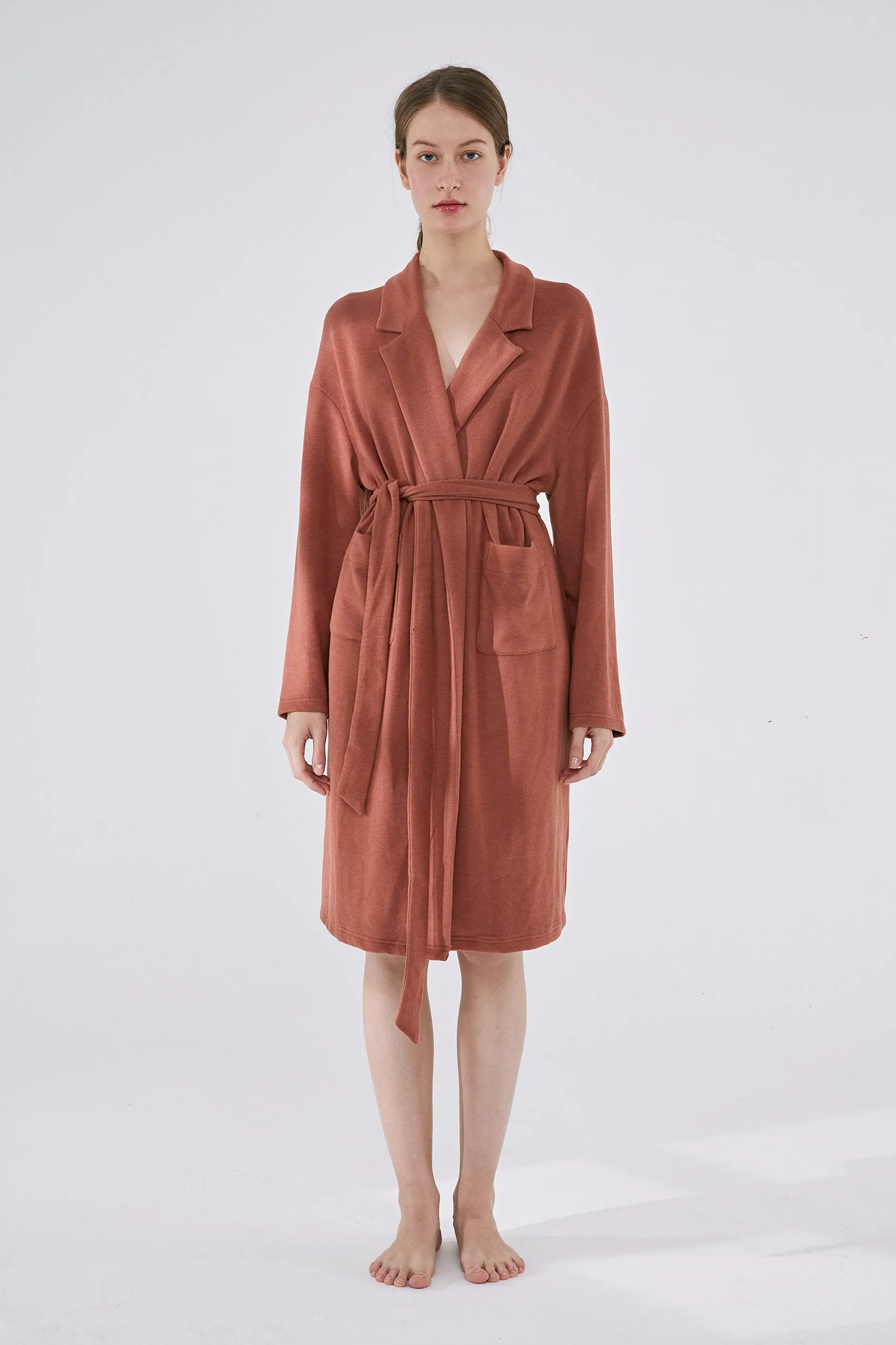 Cozy Comfy Mid-Length Warm Robe - Clay Red
