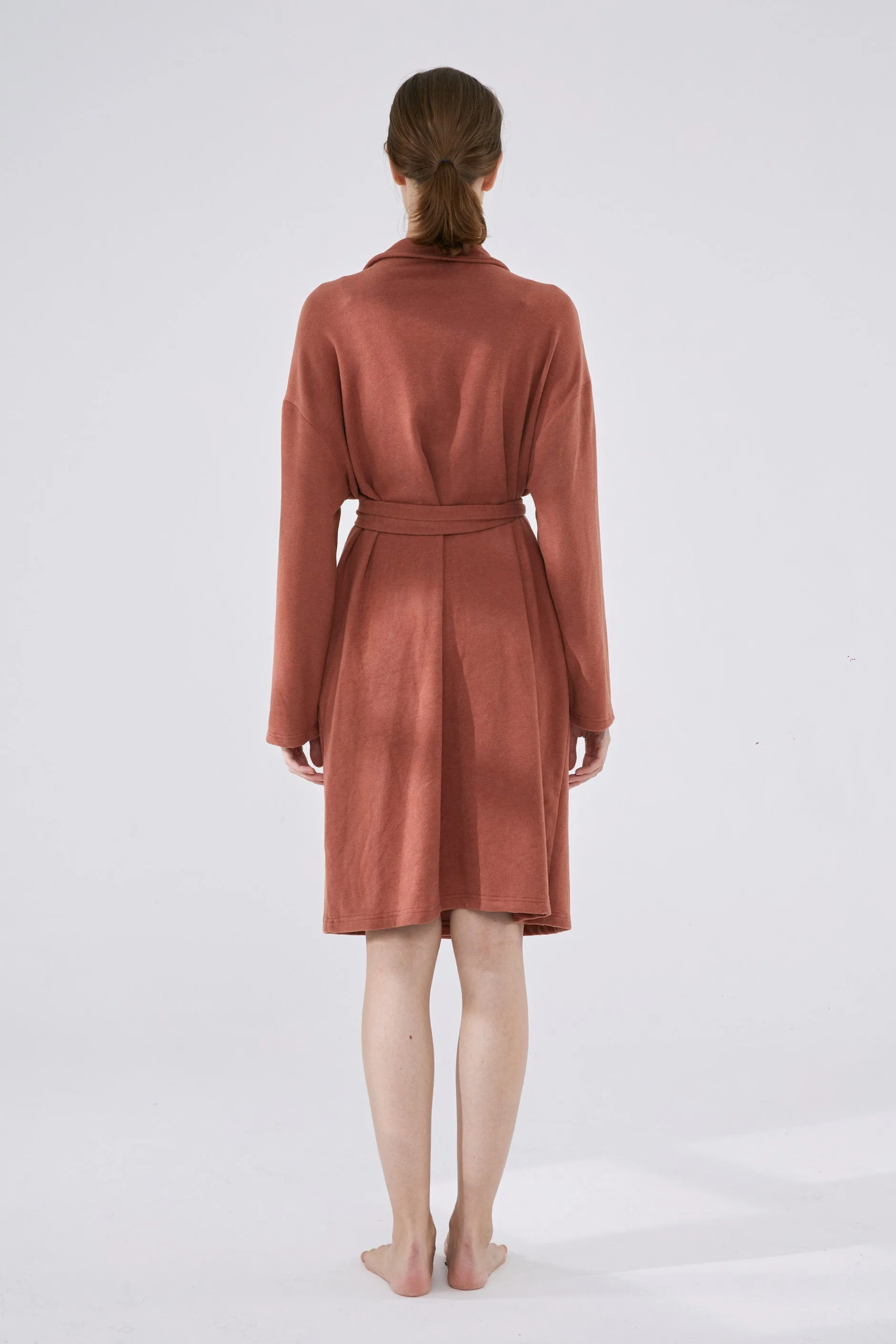 Cozy Comfy Mid-Length Warm Robe - Clay Red