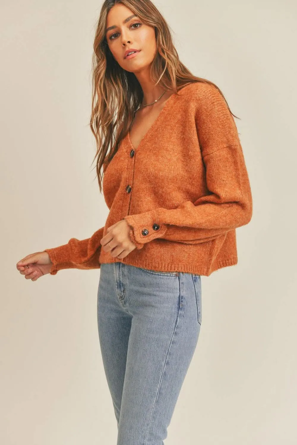 Cozy long sleeve button cardigan
