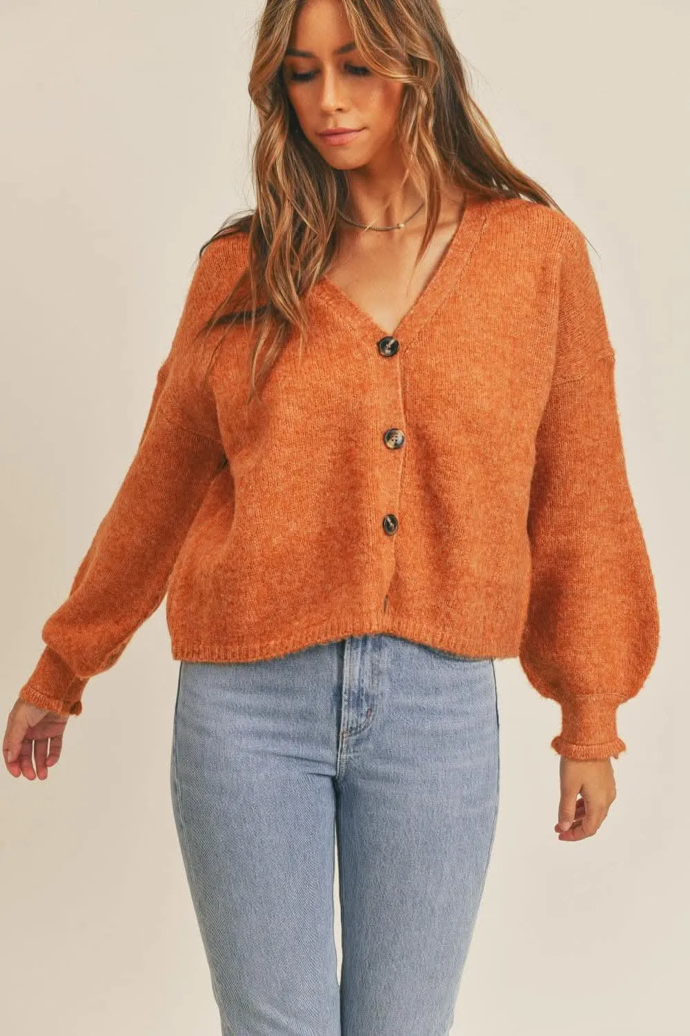 Cozy long sleeve button cardigan