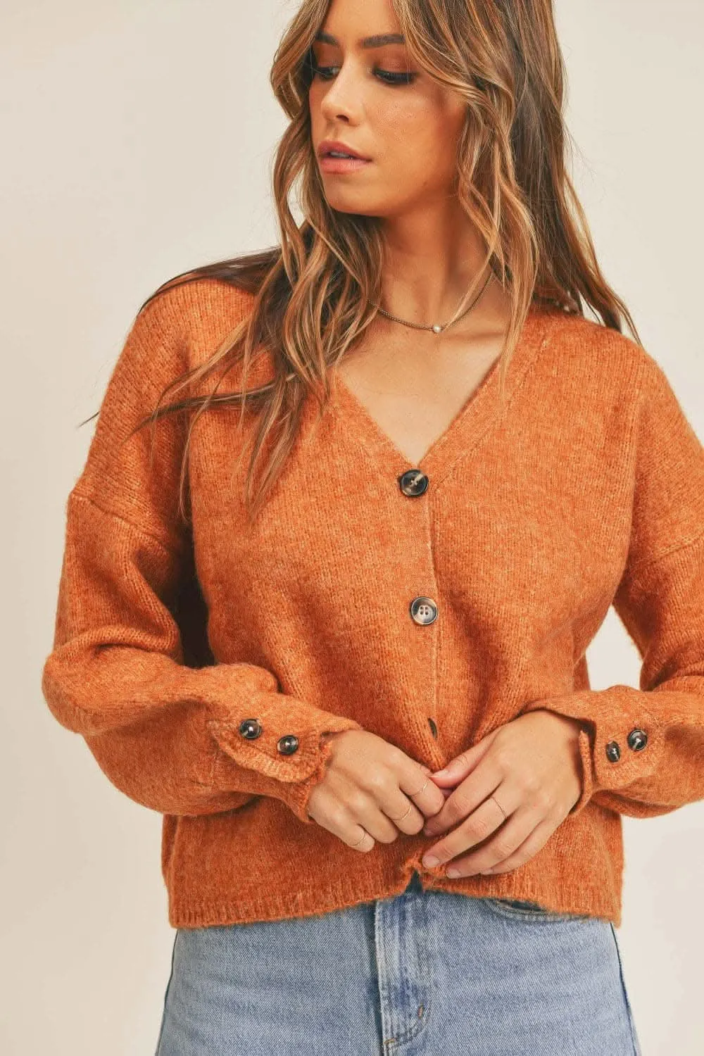 Cozy long sleeve button cardigan