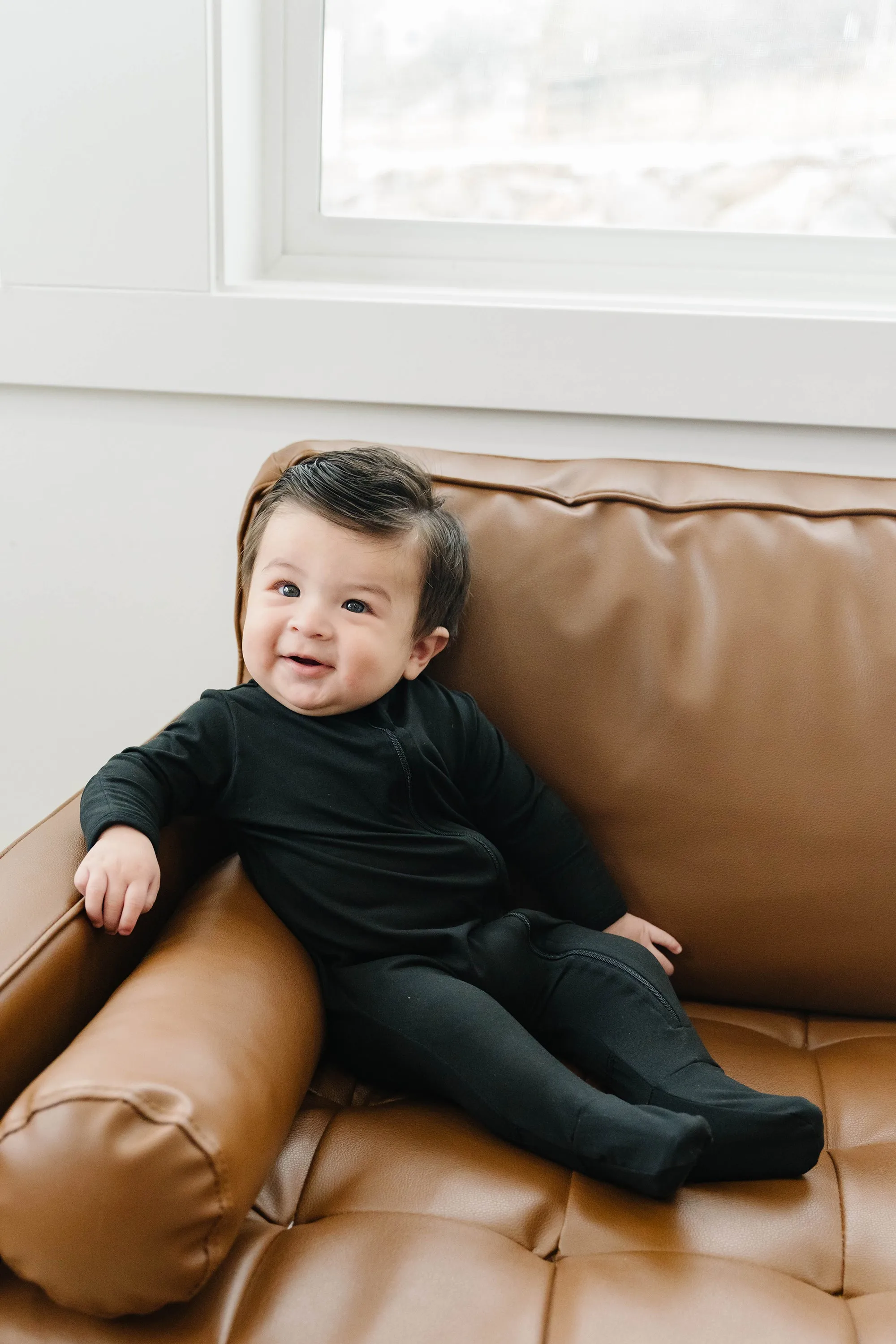 Cozy Zipper Footie Sleeper | Onyx Black