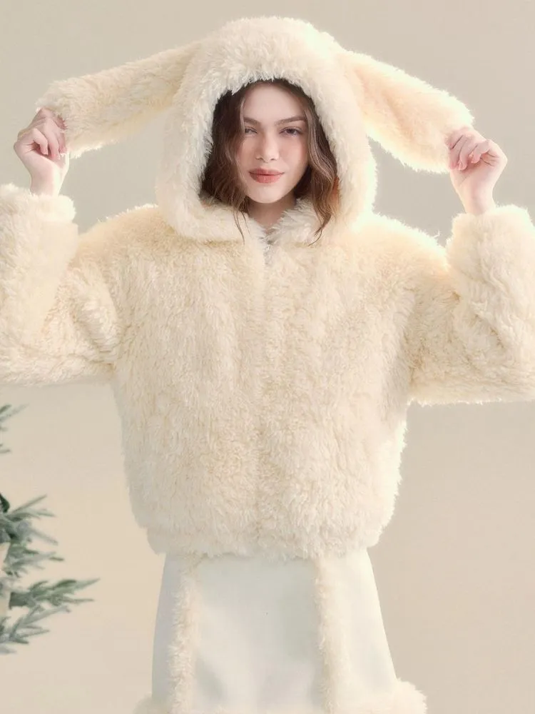 Cream-colored Warm Eco-Friendly Fur   Half Skirt【s0000005505】