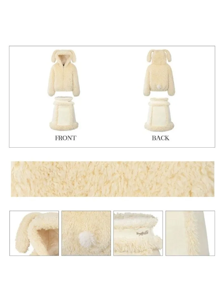 Cream-colored Warm Eco-Friendly Fur   Half Skirt【s0000005505】