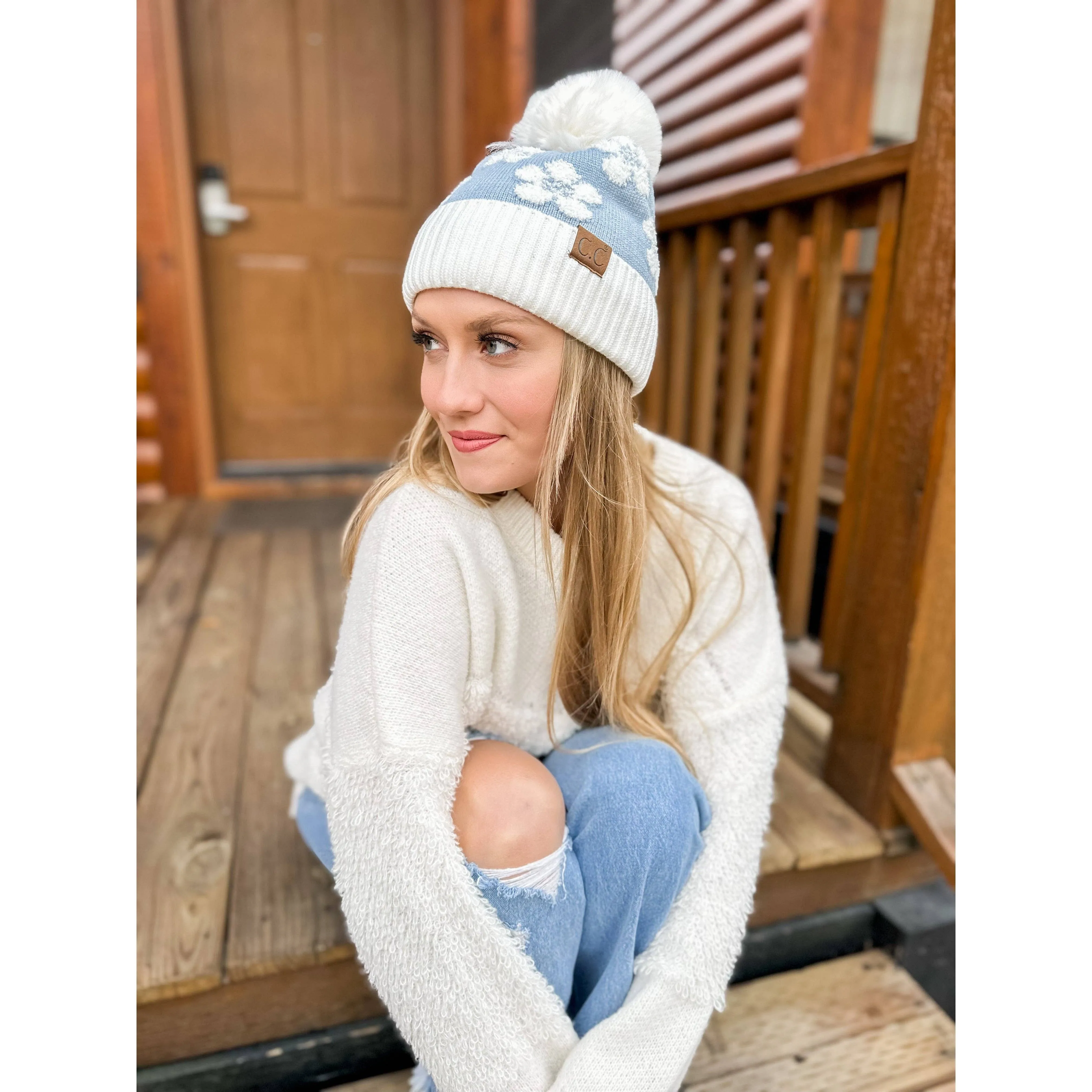 Daisy Fur Pom CC Beanie (Multiple Colors)
