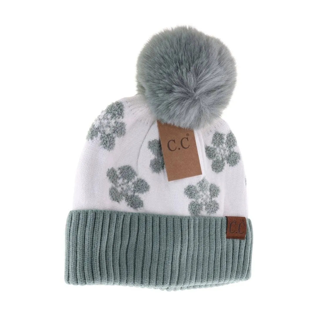 Daisy Fur Pom CC Beanie (Multiple Colors)