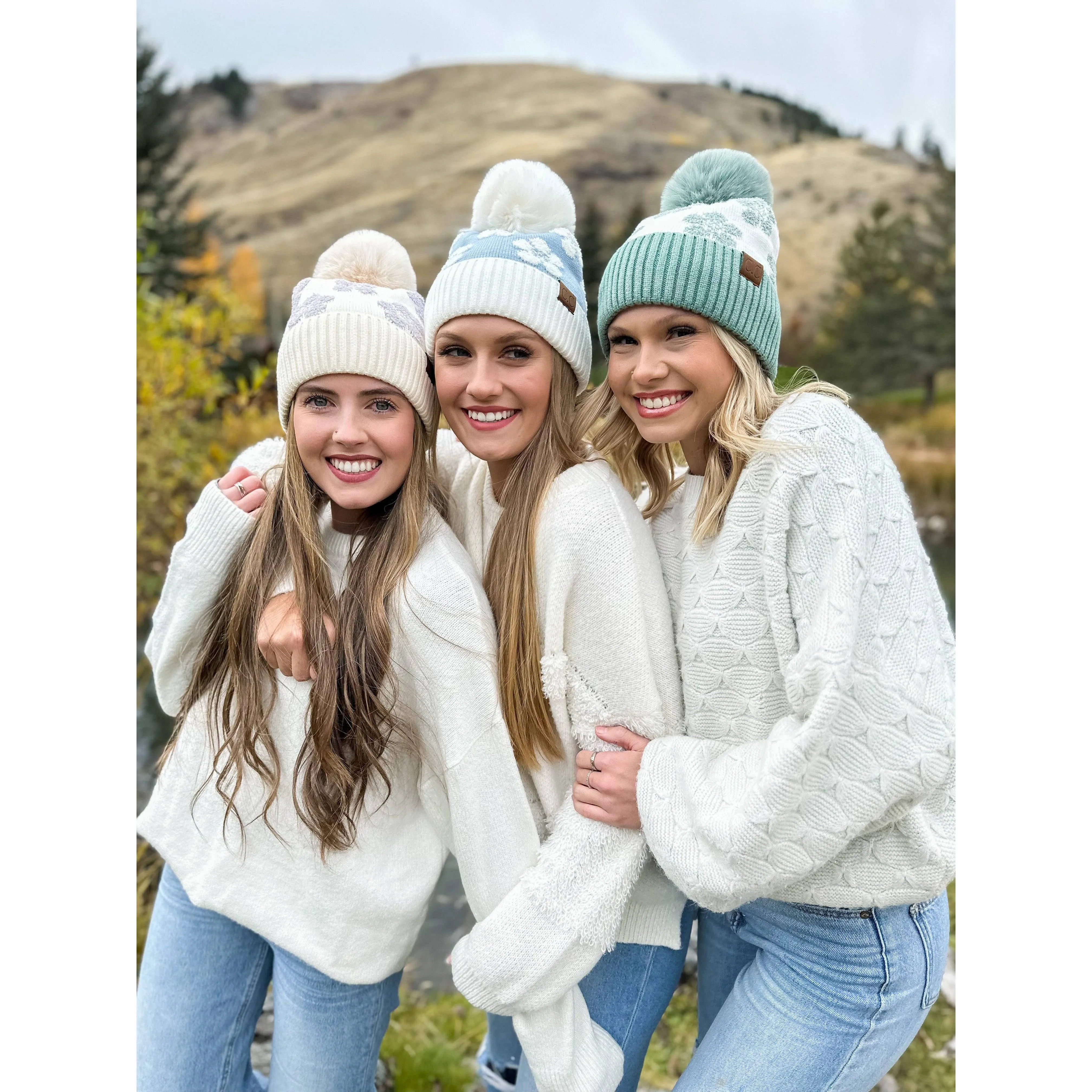 Daisy Fur Pom CC Beanie (Multiple Colors)