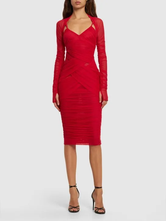 Dolce&amp;Gabbana   Draped tulle midi dress 