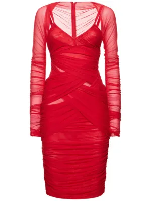 Dolce&amp;Gabbana   Draped tulle midi dress 