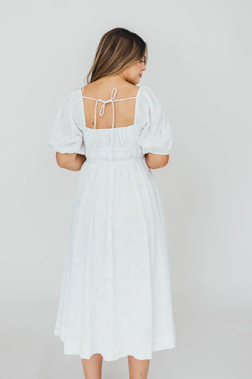 Edda Coastal Midi Dress in Light Blue - Bump Friendly & Inclusive Sizing (S-3XL)