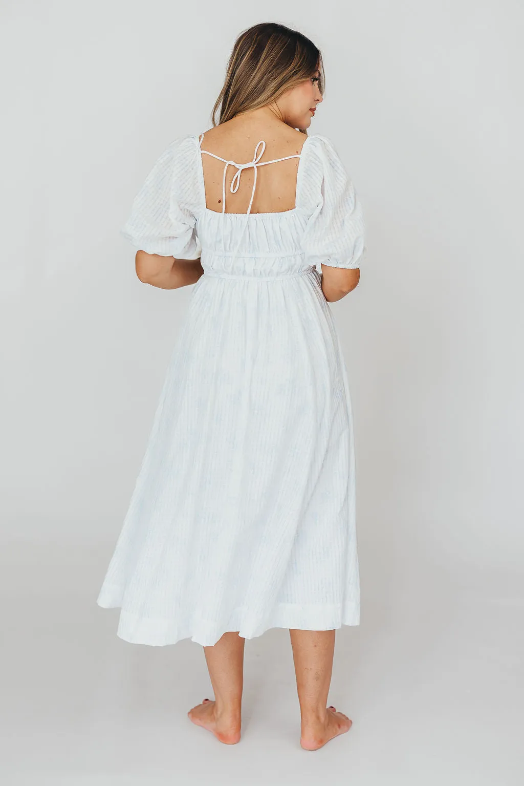 Edda Coastal Midi Dress in Light Blue - Bump Friendly & Inclusive Sizing (S-3XL)