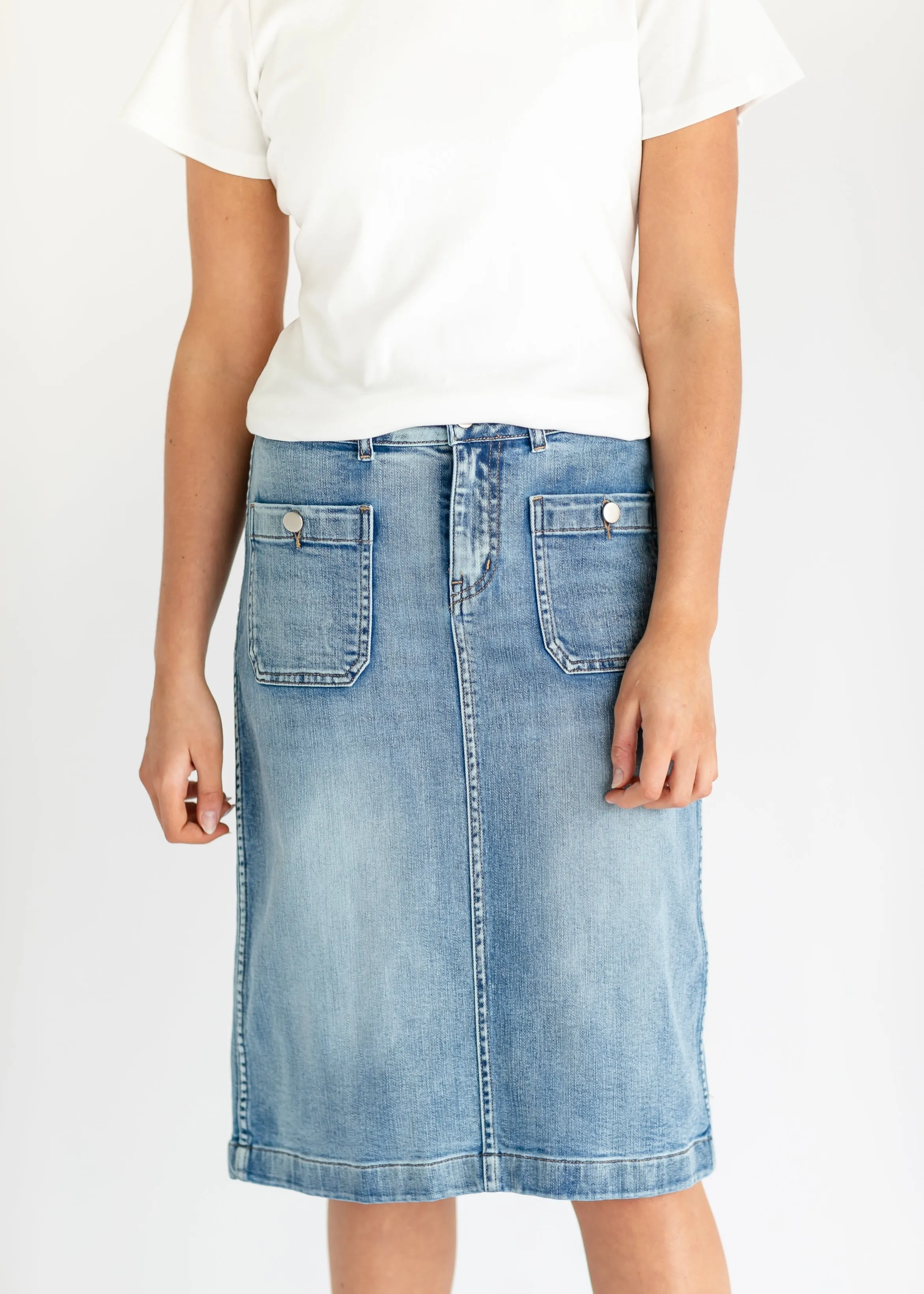 Elin Front Pocket Midi Skirt