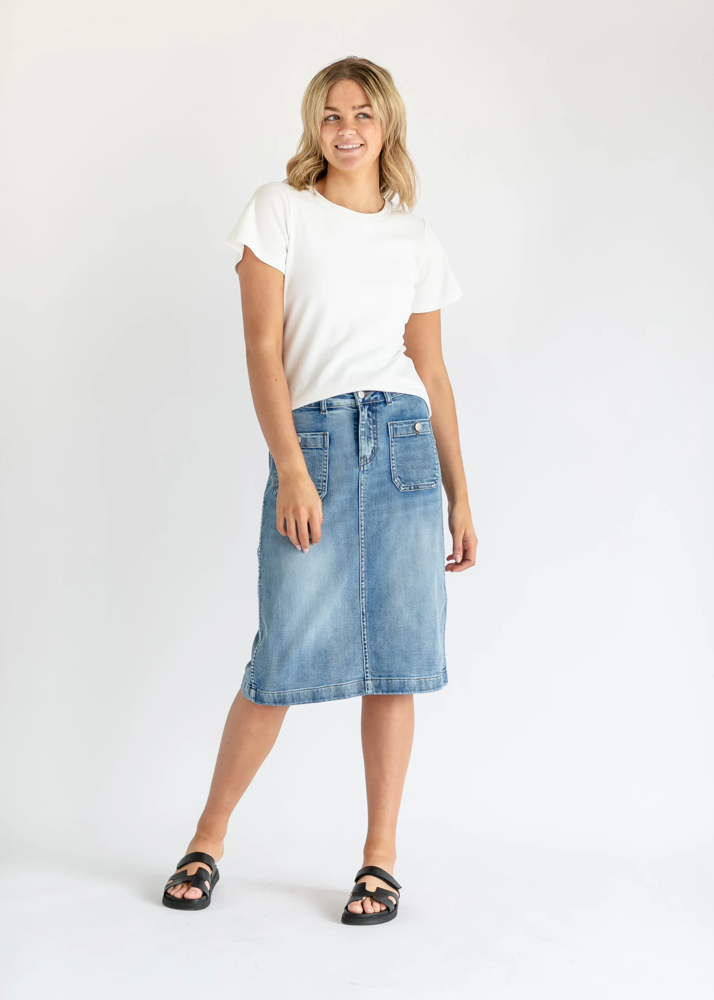 Elin Front Pocket Midi Skirt