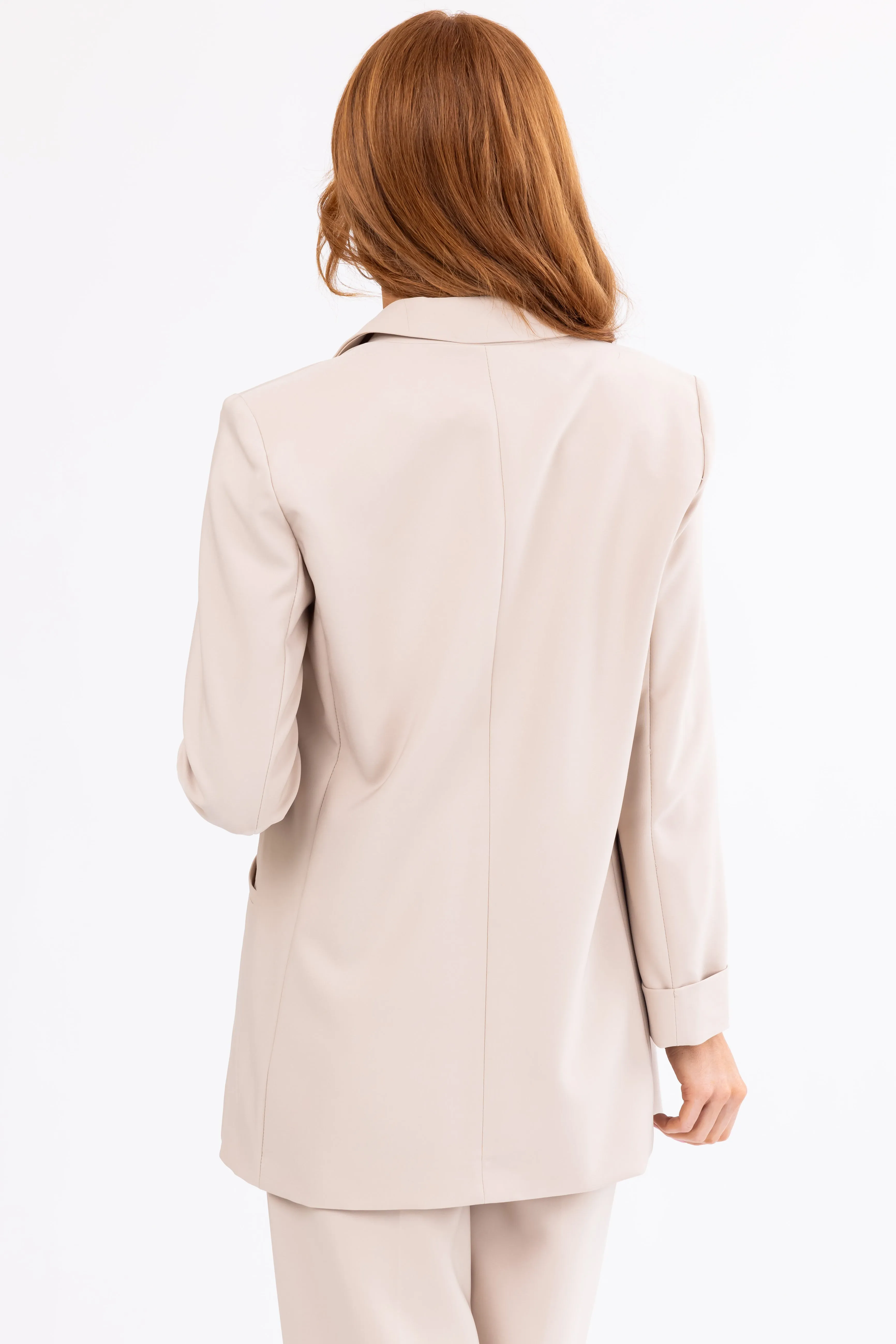 Emily Beige Longline Open Blazer