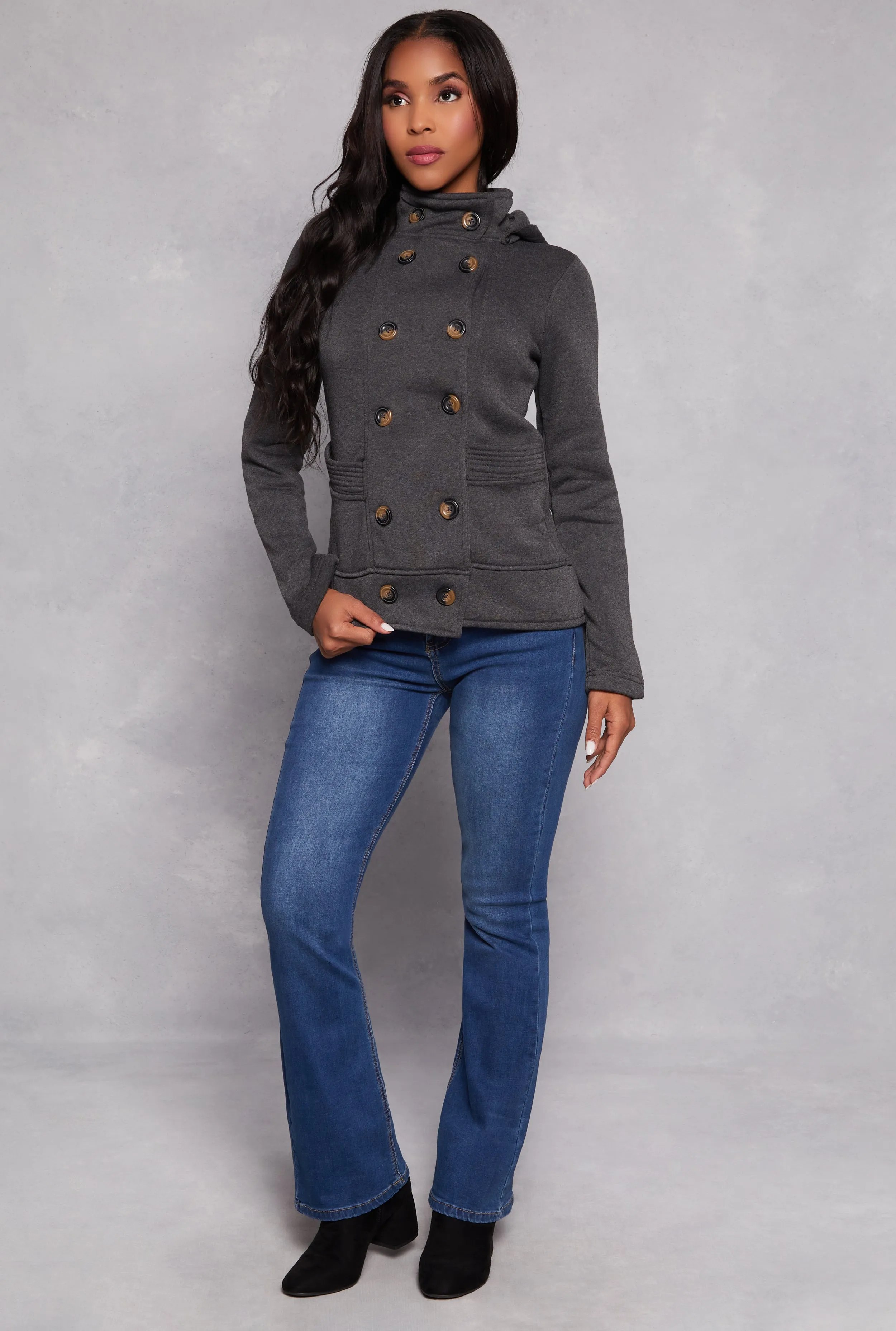 Fleece Double Breasted Peacoat
