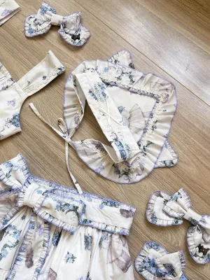 Floral and Kitty Print Cat Ears Triangle Scarf