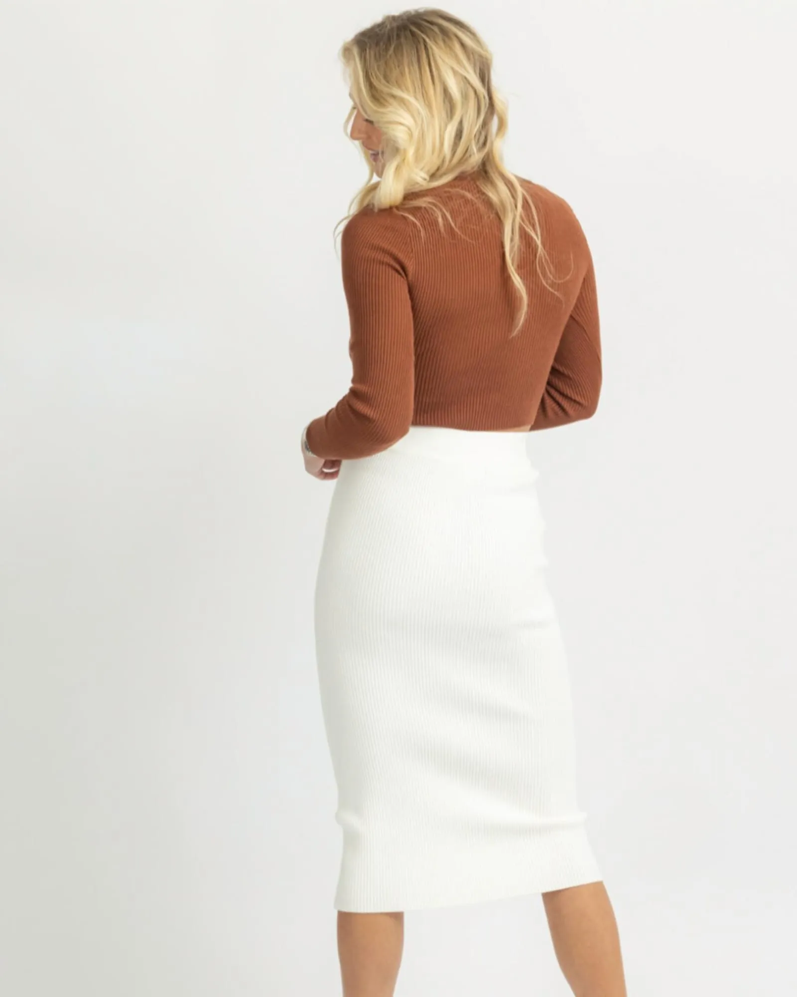 Front Wrap Midi Skirt In White | White