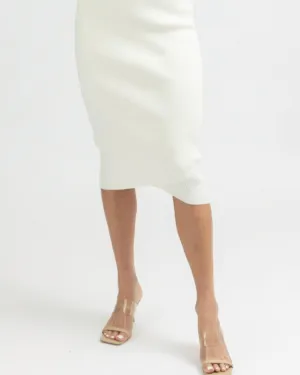 Front Wrap Midi Skirt In White | White