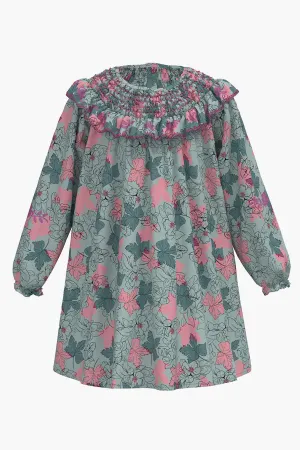 Girls Dress Peek Kids Smocked Collar