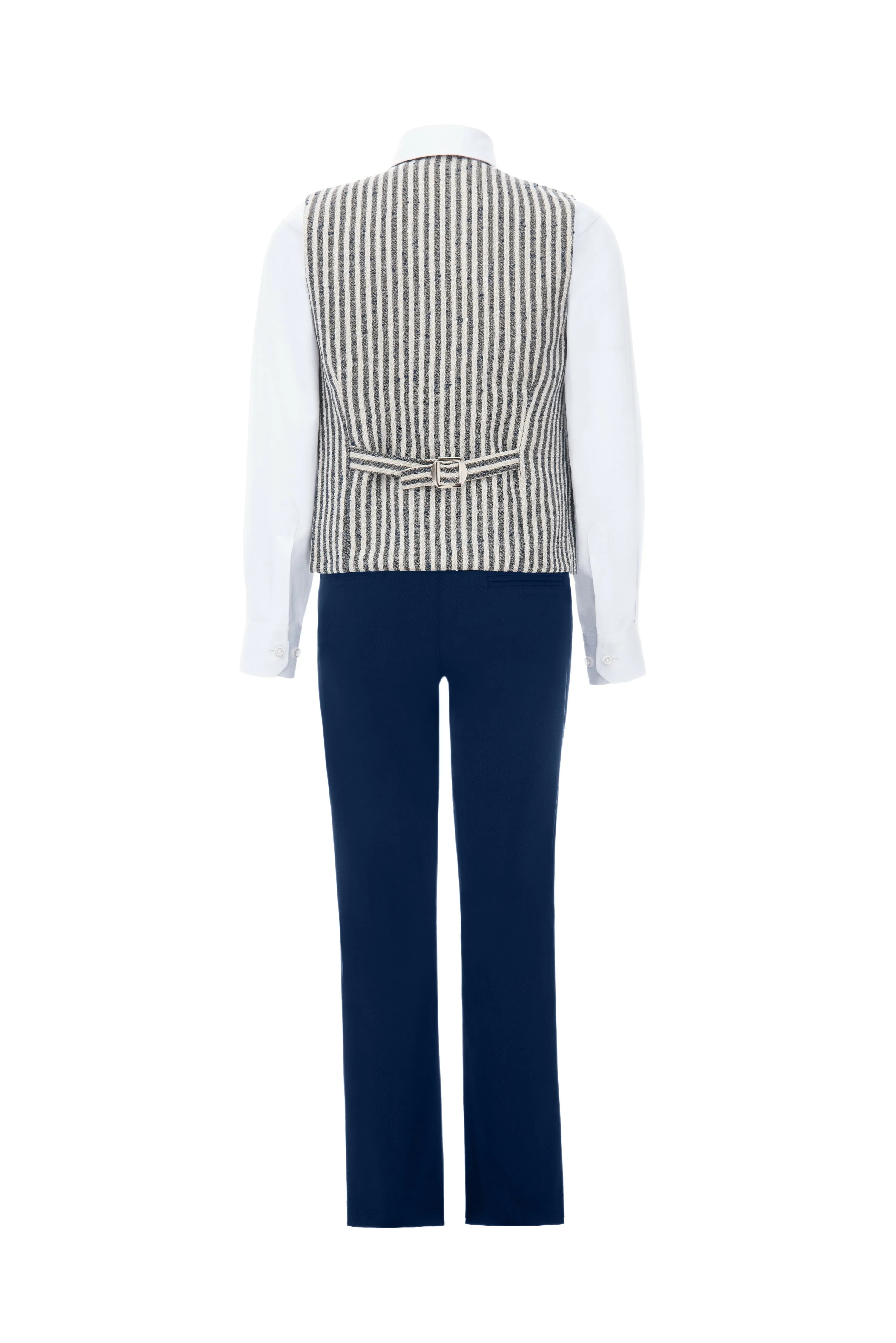 Gray Ruggero Striped Vest Outfit Set